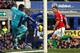 LIVERPOOL, ENGLAND - JANUARY 12: Michel Vorm of Swansea City makes a save from Victor Anichebe of Everton during the Barclays Premier League match between Everton and Swansea City at Goodison Park on January 12, 2013 in Liverpool, England. (Photo by Ale