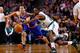 BOSTON, MA - DECEMBER 13: Jordan Crawford #27 of the Boston Celtics and Pablo Prigioni #9 of the New York Knicks reach for a loose ball in the second half during the game at TD Garden on December 13, 2013 in Boston, Massachusetts. NOTE TO USER: User expre