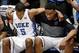 Dec 3, 2013; Durham, NC, USA; Duke Blue Devils forward Rodney Hood (5) and forward Jabari Parker (1) wait as they are introduced before their game against the Michigan Wolverines at Cameron Indoor Stadium. Mandatory Credit: Mark Dolejs-USA TODAY Sports