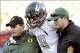 Nov 23, 2013; Tucson, AZ, USA; Oregon Ducks quarterback Marcus Mariota (8) is helped off the field by trainers after suffering an injury during the fourth quarter against the Arizona Wildcats at Arizona Stadium. Arizona beat Oregon 42-16. Mandatory Credit