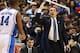 GREENSBORO, NC - MARCH 15: Head coach Mike Krzyzewski yells to Rasheed Sulaimon #14 of the Duke Blue Devils in the second half against the Maryland Terrapins during the quarterfinals of the ACC Men's Basketball Tournament at Greensboro Coliseum on March
