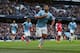 MANCHESTER, ENGLAND - DECEMBER 14: Sergio Aguero of Manchester City celebrates after scoring the first goal during the Barclays Premier League match between Manchester City and Arsenal at Etihad Stadium on December 14, 2013 in Manchester, England. (Pho