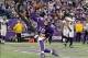 Dec 15, 2013; Minneapolis, MN, USA; Minnesota Vikings quarterback Matt Cassel (16) celebrates his touchdown during the third quarter against the Philadelphia Eagles at Mall of America Field at H.H.H. Metrodome. Mandatory Credit: Brace Hemmelgarn-USA TODAY