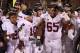 TEMPE, AZ - DECEMBER 07: Center Khalil Wilkes #65 of the Stanford Cardinal celebrates with teammates after defeating the Arizona State Sun Devils 38-14 in the Pac 12 Championship game at Sun Devil Stadium on December 7, 2013 in Tempe, Arizona. (Photo by