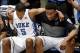 Dec 3, 2013; Durham, NC, USA; Duke Blue Devils forward Rodney Hood (5) and forward Jabari Parker (1) wait as they are introduced before their game against the Michigan Wolverines at Cameron Indoor Stadium. Mandatory Credit: Mark Dolejs-USA TODAY Sports