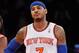 NEW YORK, NY - NOVEMBER 14: Carmelo Anthony #7 of the New York Knicks reacts after losing the game against the Houston Rockets at Madison Square Garden on November 14, 2013 in New York City. The Rockets defeat the Knicks 109-106. NOTE TO USER: User expres