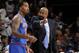 CLEVELAND, OH - DECEMBER 7: Head Coach Mike Woodson of the New York Knicks talks with J.R. Smith #8 during a break in the action against the Cleveland Cavaliers at The Quicken Loans Arena on December 7, 2013 in Cleveland, Ohio. NOTE TO USER: User express