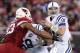 GLENDALE, AZ - NOVEMBER 24: Quarterback Andrew Luck #12 of the Indianapolis Colts drops back to pass during the NFL game against the Arizona Cardinals at the University of Phoenix Stadium on November 24, 2013 in Glendale, Arizona. The Cardinals defeated
