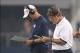 Aug 25, 2012; Arlington, TX, USA; Dallas Cowboys offensive coordinator Bill Callahan on the sidelines with head coach Jason Garrett during the first half against the St Louis Rams at Cowboys Stadium. Mandatory Credit: Matthew Emmons-USA TODAY Sports