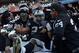 Dec 15, 2013; Oakland, CA, USA; Oakland Raiders running back Rashad Jennings (27) celebrates with fans after scoring a touchdown against the Kansas City Chiefs at O.co Coliseum. The Chiefs won 56-31. Mandatory Credit: Kirby Lee-USA TODAY Sports