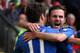 MANCHESTER, ENGLAND - MAY 05: Juan Mata of Chelsea celebrates with Oscar and Cesar Azpilicueta after scoring the winning goal during the Barclays Premier League match between Manchester United and Chelsea at Old Trafford on May 5, 2013 in Manchester, Eng