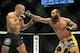Nov 16, 2013; Las Vegas, NV, USA; Georges St-Pierre (red gloves) fights against Johny Hendricks (blue gloves) in their welterweight championship bout during UFC 167 at MGM Grand Garden Arena. Mandatory Credit: Stephen R. Sylvanie-USA TODAY Sports