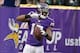 Dec 15, 2013; Minneapolis, MN, USA; Minnesota Vikings wide receiver Greg Jennings (15) celebrates his touchdown during the first quarter against the Philadelphia Eagles at Mall of America Field at H.H.H. Metrodome. Mandatory Credit: Brace Hemmelgarn-USA T