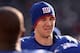 Dec 15, 2013; East Rutherford, NJ, USA; New York Giants quarterback Eli Manning (10) looks on against the Seattle Seahawks during the first half at MetLife Stadium. Mandatory Credit: Joe Camporeale-USA TODAY Sports