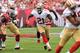TAMPA, FL - DECEMBER 15: Running back Frank Gore #21 of the San Francisco 49ers rushes upfield against the Tampa Bay Buccaneers December 15, 2013 at Raymond James Stadium in Tampa, Florida. (Photo by Al Messerschmidt/Getty Images)