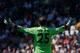MADRID, SPAIN - SEPTEMBER 01: goalkeeper Diego Lopez
of Real Madrid CF reacts during the La Liga match between Real madrid CF and Athletic Club de Bilbao at Estadio Santiago Bernabeu on September 1, 2013 in Madrid, Spain. (Photo by Gonzalo Arroyo Moren