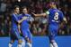 COPENHAGEN, DENMARK - OCTOBER 02: Juan Mata of Chelsea celebrates with team-mates Oscar and Frank Lampard after scoring during the UEFA Champions League Group E match between FC Nordsjaelland and Chelsea at Parken Stadium on October 2, 2012 in Copenhagen