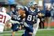 Nov 30, 2013; Durham, NH, USA; New Hampshire Wildcats wide receiver Justin Mello (81) runs with the ball during the second half against the Lafayette Leopards at Cowell Stadium. Mandatory Credit: Bob DeChiara-USA TODAY Sports
