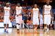 SYRACUSE, NY - DECEMBER 03: (L-R) C.J. Fair #5, Jerami Grant #3, Michael Gbinije #0 and Rakeem Christmas #25 of the Syracuse Orange walk on the court following a time out against the Indiana Hoosiers during the second half at the Carrier Dome on December
