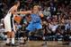 SAN ANTONIO, TX - MARCH 11: Russell Westbrook #0 of the Oklahoma City Thunder defends against Gary Neal #14 of the San Antonio Spurs on March 11, 2013 at the AT&T Center in San Antonio, Texas. NOTE TO USER: User expressly acknowledges and agrees that, by