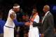 NEW YORK, NY - JANUARY 30: Carmelo Anthony #7 of the New York Knicks is congratulated by head coach Mike Woodson after Anthony was pulled from the game against the Orlando Magic on January 30, 2013 at Madison Square Garden in New York City. This marked A
