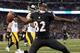 BALTIMORE, MD - NOVEMBER 28: Wide receiver Torrey Smith #82 of the Baltimore Ravens celebrates a touchdown against the Pittsburgh Steelers at M&T Bank Stadium on November 28, 2013 in Baltimore, Maryland. The Baltimore Ravens won, 22-20. (Photo by Patrick