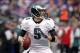 Dec 15, 2013; Minneapolis, MN, USA; Philadelphia Eagles quarterback Nick Foles (9) throws during the first quarter against the Minnesota Vikings at Mall of America Field at H.H.H. Metrodome. Mandatory Credit: Brace Hemmelgarn-USA TODAY Sports