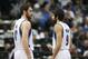 Nov 8, 2013; Minneapolis, MN, USA; Minnesota Timberwolves forward Kevin Love (42) and guard Ricky Rubio (9) against the Dallas Mavericks at Target Center. The Timberwolves defeated the Mavericks 116-108. Mandatory Credit: Brace Hemmelgarn-USA TODAY Sports