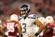 Oct 17, 2013; Phoenix, AZ, USA; Seattle Seahawks quarterback Russell Wilson (3) against the Arizona Cardinals at University of Phoenix Stadium. Mandatory Credit: Mark J. Rebilas-USA TODAY Sports