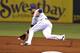 ST. PETERSBURG, FL - SEPTEMBER 16: Infielder James Loney #21 of the Tampa Bay Rays fields a ball at 1st base against the Texas Rangers September 16, 2013 at Tropicana Field in St. Petersburg, Florida. (Photo by Al Messerschmidt/Getty Images)