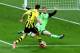LONDON, ENGLAND - MAY 25: Robert Lewandowski of Borussia Dortmund attempts a shot past Manuel Neuer of Bayern Muenchen during the UEFA Champions League final match between Borussia Dortmund and FC Bayern Muenchen at Wembley Stadium on May 25, 2013 in Lon