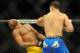 Jul 6, 2013; Las Vegas, NV, USA; Chris Weidman, blue shorts, defeated Anderson Silva (yellow shorts) in their Middleweight Chamionship Bout in the second round with a TKO at the MGM Grand Garden Arena. Mandatory Credit: Jayne Kamin-Oncea-USA TODAY Sports