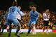 LONDON, ENGLAND - DECEMBER 21: Vincent Kompany of Manchester City celebrates scoring their second goal with Martin Demichelis of Manchester City during the Barclays Premier League match between Fulham and Manchester City at Craven Cottage on December 21,