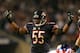 CHICAGO, IL - OCTOBER 10: Lance Briggs #55 of the Chicago Bears encourages the crowd to cheer during a game against the New York Giants at Soldier Field on October 10, 2013 in Chicago, Illinois. The Bears defeated the Giants 27-21. (Photo by Jonathan Da