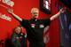 LONDON, ENGLAND - DECEMBER 14: Per Laursen of Denmark celebrates winning his first round match against by Terry Jenkins of England during the Ladbrokes.com World Darts Championship on Day Two at Alexandra Palace on December 14, 2013 in London, England. (P