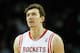 HOUSTON, TX - NOVEMBER 27: Omer Asik #3 of the Houston Rockets walks up the court during the game against the Atlanta Hawks at Toyota Center on November 27, 2013 in Houston, Texas. NOTE TO USER: User expressly acknowledges and agrees that, by downloadin