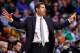 BOSTON, MA - DECEMBER 06: Head coach Brad Stevens of the Boston Celtics communicates with his team in the first quarter against the Denver Nuggets during the game at TD Garden on December 6, 2013 in Boston, Massachusetts. NOTE TO USER: User expressly ackn