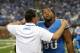 DETROIT, MI - SEPTEMBER 08: Detroit Lions head coach Jim Schwartz talks with Ndamukong Suh #90 on the sidelines during the sesond quarter of the game against the Minnesota Vikings at Ford Field on September 8, 2013 in Detroit, Michigan. (Photo by Leon H