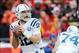 Dec 22, 2013; Kansas City, MO, USA; Indianapolis Colts quarterback Andrew Luck (12) throws a pass during the second half of the game against the Kansas City Chiefs at Arrowhead Stadium. The Colts won 23-7. Mandatory Credit: Denny Medley-USA TODAY Sports