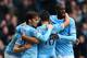 MANCHESTER, ENGLAND - DECEMBER 14: David Silva, Pablo Zabaleta, Yaya Toure, Sergio Aguero of Manchester City celebrate with Alvaro Negredo of Manchester City after he scored their second goal during the Barclays Premier League match between Manchester Ci