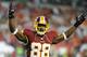 TAMPA, FL - SEPTEMBER 30: Wide receiver Pierre Garcon #88 of the Washington Redskins celebrates a 24- 22 win against the Tampa Bay Buccaneers September 30, 2012 at Raymond James Stadium in Tampa, Florida. ( Photo by Al Messerschmidt/Getty Images)