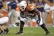 AUSTIN, TX - SEPTEMBER 22: Tony Hills #79 of the Texas Longhorns gets ready on the field during the game against the Rice Owls on September 22, 2007 at Darrell K Royal-Texas Memorial Stadium in Austin, Texas. Texas won 58-14. (Photo by Brian Bahr/Getty