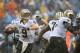 CHARLOTTE, NC - DECEMBER 22: Drew Brees #9 of the New Orleans Saints drops back to pass against the Carolina Panthers during their game at Bank of America Stadium on December 22, 2013 in Charlotte, North Carolina. (Photo by Streeter Lecka/Getty Images)