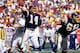 SAN DIEGO, CA: Quarterback Dan Fouts #14 of the San Diego Chargers passes the ball during a game against the Denver Broncos at Jack Murphy Stadium during the 1987 NFL season in San Diego, California. The Broncos defeated the Chargers 31-14. (Photo by