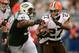 EAST RUTHERFORD, NJ - DECEMBER 22: Running back Edwin Baker #27 of the Cleveland Browns carries the ball during the first half against the New York Jets at MetLife Stadium on December 22, 2013 in East Rutherford, New Jersey. (Photo by Ron Antonelli/Getty