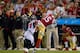 SAN FRANCISCO, CA - DECEMBER 23: Michael Crabtree #15 of the San Francisco 49ers catches this pass, but gets called for offensive pass interference against Robert McClain #27 of the Atlanta Falcons during the first quarter at Candlestick Park on December