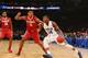 NEW YORK, NY - NOVEMBER 27: Rasheed Sulaimon #14 of the Duke Blue Devils dribbles the ball against Shannon Hale #11 of the Alabama Crimson Tide during their Semi Final game of the NIT Season Tip Off at Madison Square Garden on November 27, 2013 in New