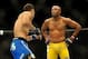 Jul 6, 2013; Las Vegas, NV, USA; Chris Weidman, blue shorts, defeated Anderson Silva (yellow shorts) in the second round with a TKO in their Middleweight Chamionship Bout at the MGM Grand Garden Arena. Mandatory Credit: Jayne Kamin-Oncea-USA TODAY Sports