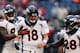 HOUSTON, TX - DECEMBER 22: Peyton Manning #18 of the Denver Broncos celebrates with Demaryius Thomas #88 and Montee Ball #28 after Manning set the NFL record for touchdown passes in a season with 51, in a 37-13 defeat of the Houston Texans at Reliant Sta