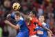 RIO DE JANEIRO, BRAZIL - AUGUST 28: Elias of Flamengo struggles for the ball with Everton Ribeiro of Cruzeiro during a match between Flamengo and Cruzeiro as part of Brazilian Cup 2013 at Maracana Stadium on August 28, 2013 in Rio de Janeiro, Brazil. (Pho